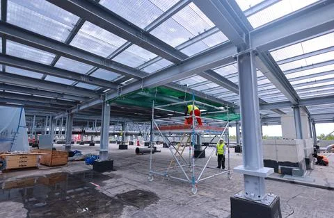 New data center on site of former East German lignite-fired power plant in Lubbe Stock Photos