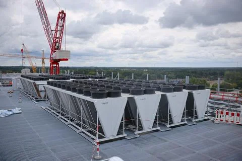 New data center on site of former East German lignite-fired power plant in Lubbe Stock Photos