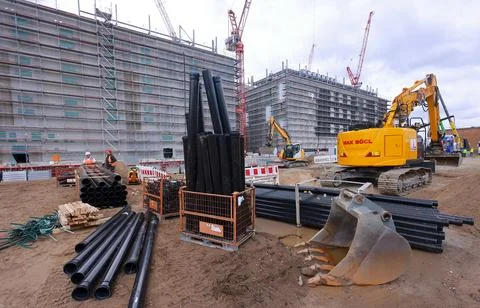 New data center on site of former East German lignite-fired power plant in Lubbe Stock Photos
