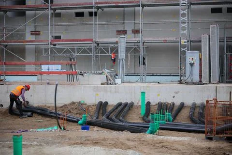 New data center on site of former East German lignite-fired power plant in Lubbe Stock Photos