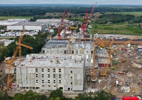 New data center on site of former East German lignite-fired power plant in Lubbe Stock Photos