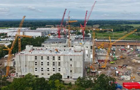 New data center on site of former East German lignite-fired power plant in Lubbe Stock Photos