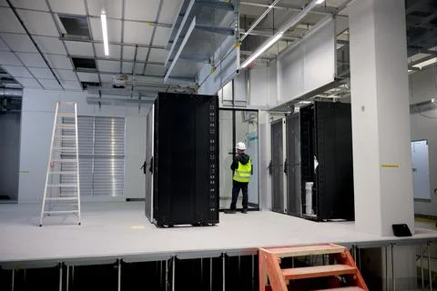 New data center on site of former East German lignite-fired power plant in Lubbe Stock Photos
