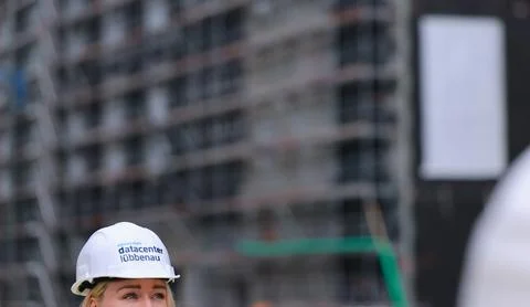 New data center on site of former East German lignite-fired power plant in Lubbe Stock Photos
