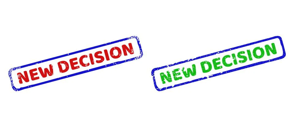 NEW DECISION Bicolor Rough Rectangle Watermarks with Distress Textures Stock Illustration