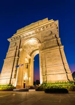 New Delhi Gateway of India at Blue Hour Stock Photos