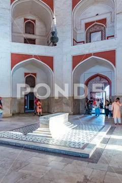 New Delhi, India, 30 Mar 2019 - Interior of Humayun's Tomb of the Mughal Emperor Stock Photos