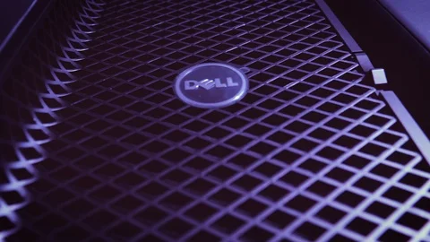 New Dell Precision computer workstation on table Stock Footage 112810614