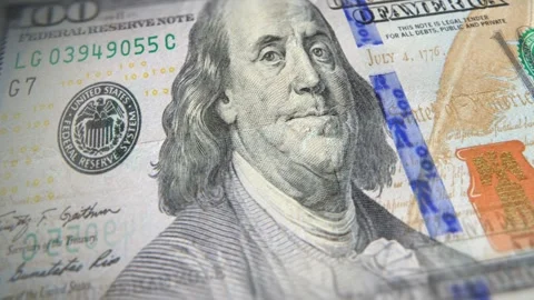 New Design USD $100 Banknotes Sliding in Close-Up Macro Loop Animation Stock Footage 292323826