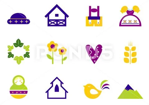 NEW in Designers Shop : Hand-drawn stylish ICONOGRAPHY / Old germany Stock Illustration