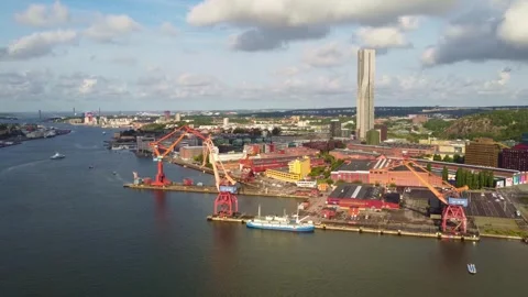 New development area in Gothenburg, Lindholmen, next to the harbor. Stock Footage 281409862