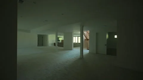 New development basement of new house. Wide shot Vidéo 252858565