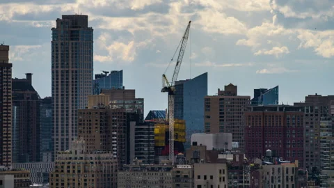 New Development Crane Day to Night Timelapse Stock Footage 241251099