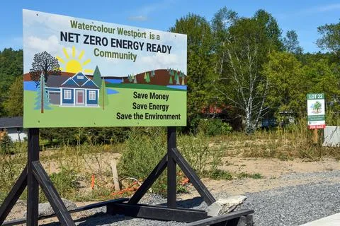 New development of net zero energy efficient homes in Westport, ON, Canada Stock Photos