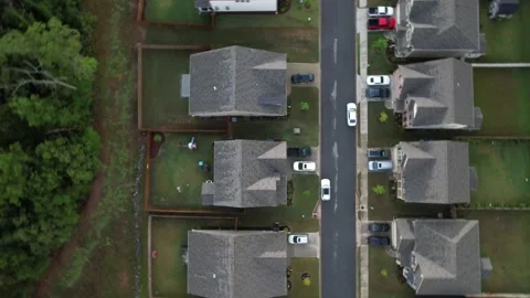 New Development Suburban Community Look Down and Spin Video stock 157178950