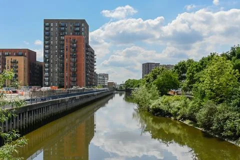 New developments in Barking by River Roding Stock Photos