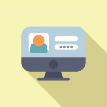 New device login icon flat vector. Data number form Stock Illustration