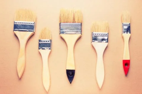 New different size paintbrushes Stock Photos