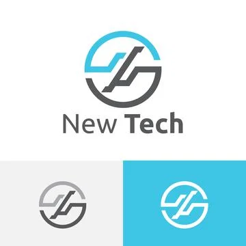 New Digital Technology Modern Circle Line Logo Symbol Stock Illustration