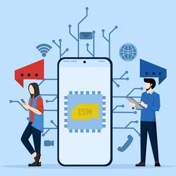 New digital technology. The sim card is embedded in the microcircuit. イラスト素材