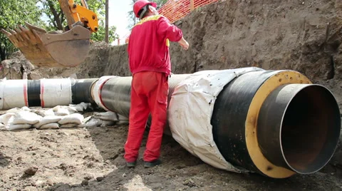New District Heating Pipes Stock Footage 29405381