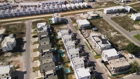 New district. View from above. Construction of apartment buildings Video stock 274374590