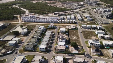 New district. View from above. Construction of apartment buildings Video stock 274374770