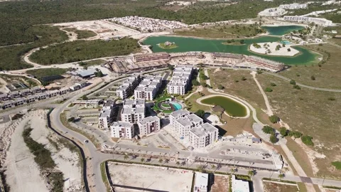 New district. View from above. Construction of apartment buildings Stockbeeldmateriaal 274485344