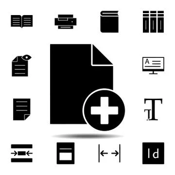 New document, text icon. Simple glyph, flat vector of Text editor set icons f Stock Illustration