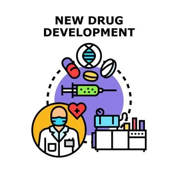New drug development process researching medicine science Stock Illustration