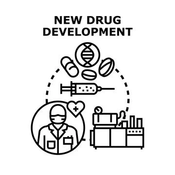 New drug development process researching medicine science Stock Illustration