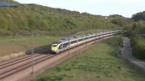 New e320 Eurostar Train Stock Footage 78341400