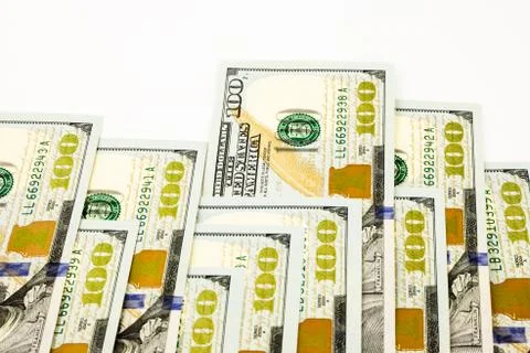 New edition 100 dollar banknotes, money for bonus and dividend concept Stock Photos