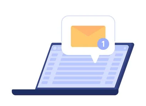New email bubble from laptop device flat concept vector spot illustration 스톡 일러스트