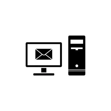 New Email on Computer Flat Vector Icon Stock Illustration