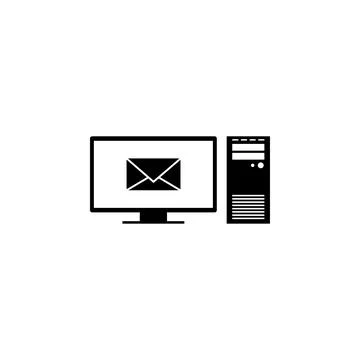 New Email on Computer Flat Vector Icon Illustrazione stock