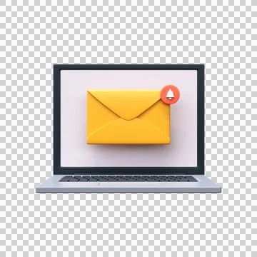 New email message on laptop screen, 3d render Stock Illustration
