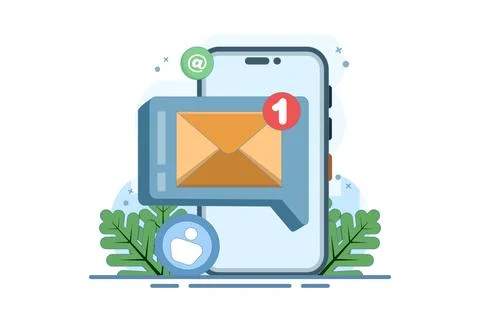 New email message notification concept on screen, Email marketing. Stock Illustration