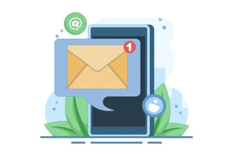 New email message notification concept on screen, Email marketing. Stock Illustration