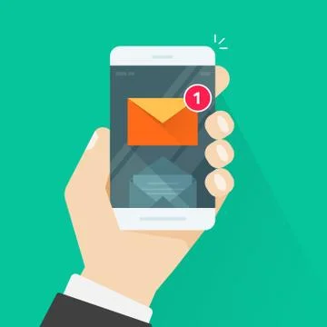 New email message notification on mobile phone vector illustration Stock Illustration