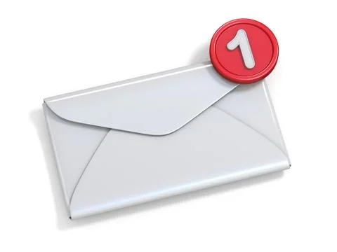 New email message notification over blank envelope 3D Stock Illustration