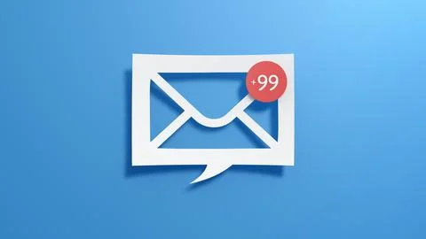 New email notification of a large number of Internet letters in the mailbox. Stock Illustration