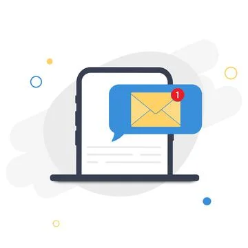 New email notification on mobile phone, smartphone screen with new unread email Stock Illustration