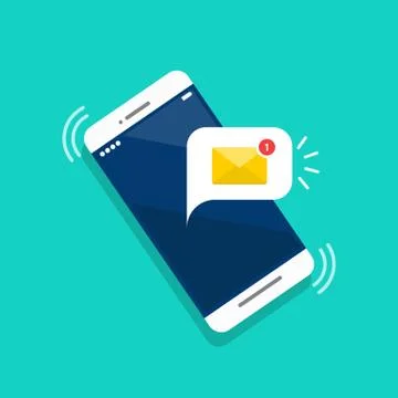 New email notification on the smartphone screen Stock Illustration