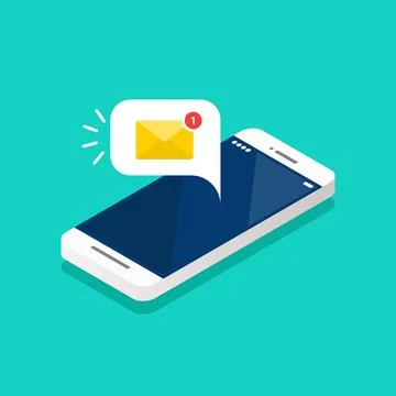 New email notification on the smartphone screen isometric Stock Illustration
