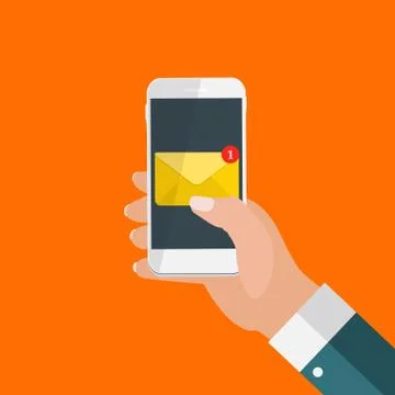 New Email  on the smartphone screen notification concept. Vector illustration Stock Illustration