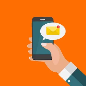 New Email  on the smartphone screen notification concept. Vector illustration Stock Illustration