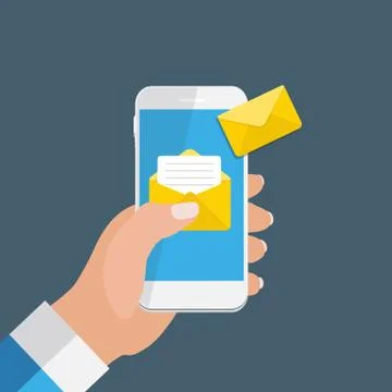 New Email on the smartphone screen notification concept.  illustration Stock Illustration