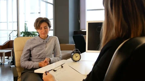 New employee interview with hr manager at office Stock Footage 83569846