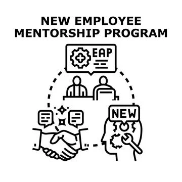 New employee onboarding mentorship program concept illustration Illustration